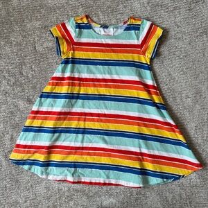 Hanna Andersson Girls Rainbow Stripe A-Line Dress 100% Cotton Size 5